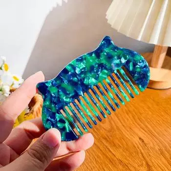 Cat Ear Shaped Acetate Comb Wide Toothed Colorful Makeup Comb Hair Accessories Hair Styling Tool Hairdressing Comb Student