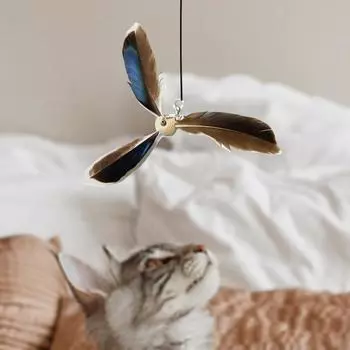Cat Feather Toy Refill Interactive Cat Toy Cat Feather Wand Set of 6 Wear-Resistant Cat Feathers Refill Toys Interactive Teaser