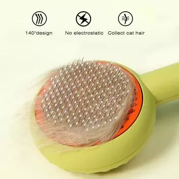 Cat Hair Removal Comb Pet Cat Brush Self Cleaning Slicker Comb for Kitten Dogs Hair Scraper Pet Grooming Tool Cat Accessories зелёный