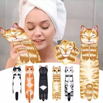 Cat Hanging Absorbent Towel Cute Cat Hanging Towel Decoration Hand Towel Towel Cat Decoration Cat Lovers(1pc) One Size