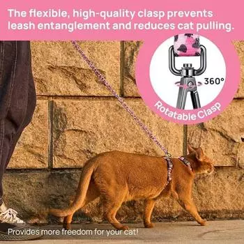Шлейка и поводок для кошек Escape Kitten Harness Proof Soft Adjustable Set Walking Travel Traction 1 розовый