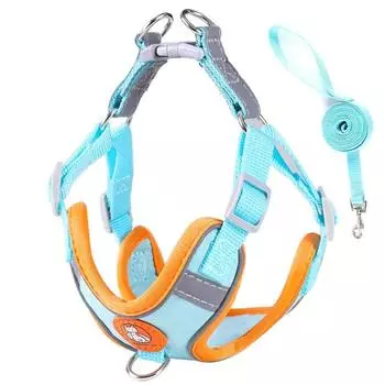 Cat Harness Reflective Pet Harnesses And Leashes Set Adjustable Pet Harness For Cats Small Dogs Pug Chihuahua Cat Accessories M оранжевый