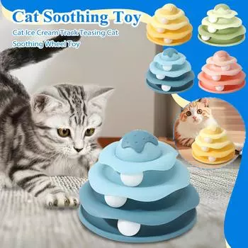 Cat Ice Cream Track Turntable Toy For Cats One Size синий