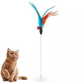 Cat Interactive Stick Feather Toy with Fixed Suction Cup