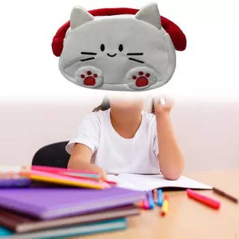 Cat Pencil Case Pouch Pen Bag Portable Zipper Stationery Organizer Storage for Office Dorm Red White