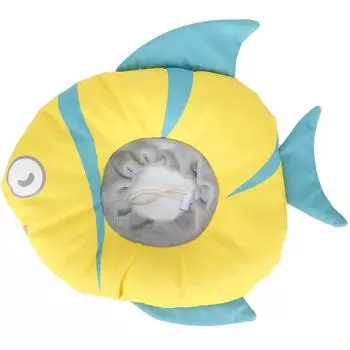 Cat Recovery Collar Adjustable Fish Shape Waterproof Neck Cone After Surgery for Pet CatM