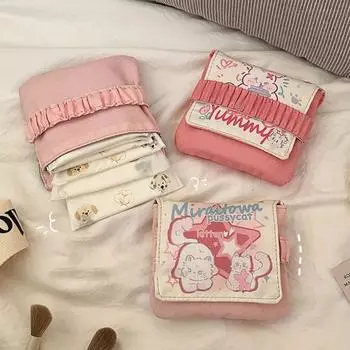 Cat Sanitary Napkin Storage Bag Large Capacity Cartoon Coin Purse Physiological Period Style B