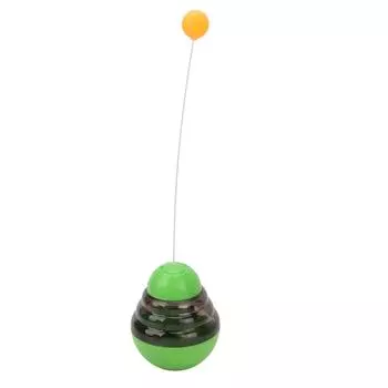 Cat Treat Dispenser Ball Slow Feeding Interactive Chewing Pet Food Dispensing Toy with Teasing Ball зелёный