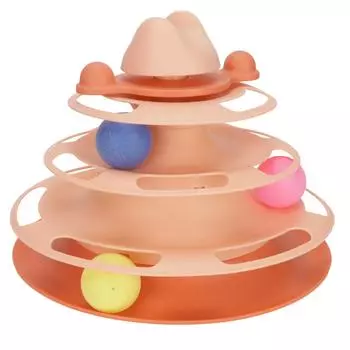 Cat Turntable 4 Level Detachable Prevent Scratches Interactive Cat Tracks Toy Toy for Pets CatsOrange оранжевый