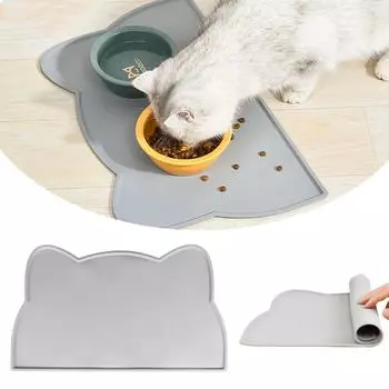 Cats Pet Products Waterproof Pet Mat for Dogs and Cats Solid Color Silicone Pet Food Feeding Mat Feeding & Watering Supplies XS серый