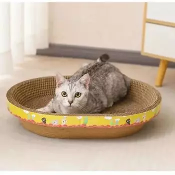 CatS Scratching Board Scraper for Cats Claw Grinding Toy Oval Corrugated Box Wear-resistant Accessories Toys Pets Tree Tower Pet