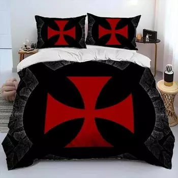 Комплект постельного белья Cavalier Knight Templar Crusaders, пододеяльник, комплект постельного белья, пододеяльник, наволочка, комплект постельного белья размера «king-size» 70x133cm 2pcs