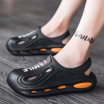 Cave shoes for women wearing soft soled breathable outdoor casual and versatile office beach shoes and slippers in summer 36-37 чёрный