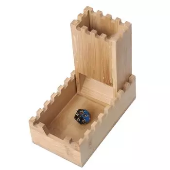CAWKAY Bamboo Dice Tower Dice Rolling Tower Tray Настольная игра Roller RPG Настольная игра Wood Grain Color (Замок)