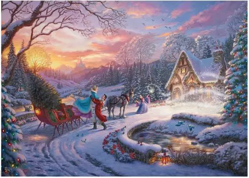 Ceaco Thomas Kinkade Disney Holiday Cinderella Bring Home the Tree Puzzle 1000 Piece - - - - -