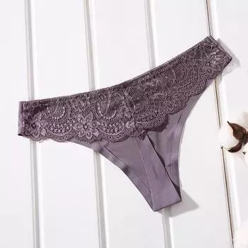 Цельные бесшовные стринги Ice Silk с низкой посадкой, удобные женские трусики-трусики с прозрачным кружевом для девочек, сексуальные женские трусики-бикини в японском стиле M синий