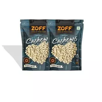 Цельные кешью Zoff Premium: Хрустящие орехи кешью | Упаковка 2*250 г каждая | Премиальный пакет с застежкой-молнией | Вес нетто - 500 г