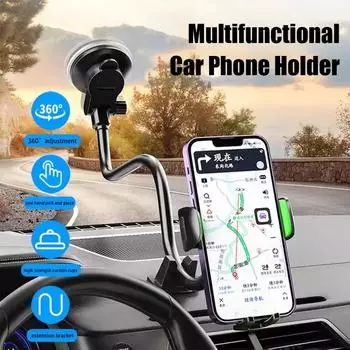 Cell Phone Holder Car, Windshield/dashboard/window Car Phone Holder Mount, Suction Cup Phone Mount For Car Truck Compatible T6z9 зелёный