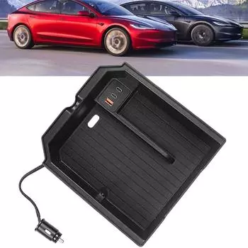 Центральный ящик для хранения управления для Tesla Model 3 2024 года, ящик для подлокотника, скрытый ящик для хранения, флокированные аксессуары для салона автомобиля
