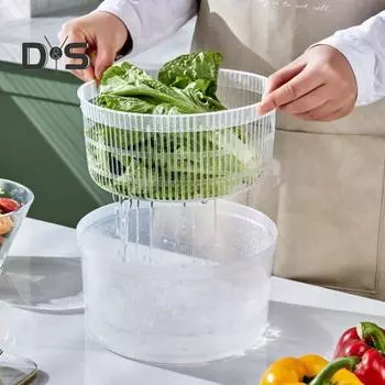 Центрифуга для сушки овощей и фруктов, сушилка для овощей большой емкости, ручная центрифуга для сушки овощей и фруктов, корзина для мытья зелени и ягод зелёный