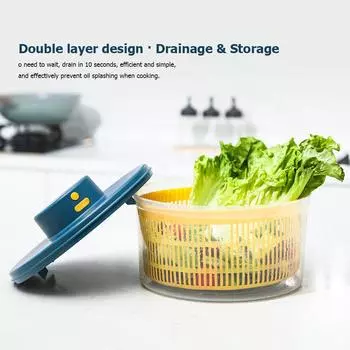 Центрифуга для сушки салата, фруктов, овощей, бытовая сушилка для салата, многофункциональная, перезаряжаемая, сушилка для салата, быстрая сушка для свежей хрустящей корочки серый