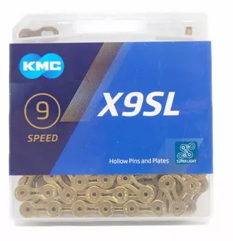 Цепь KMC X9SL 9 скоростей 114 звеньев Скорость/9с/9 (Золото) [Использовал]