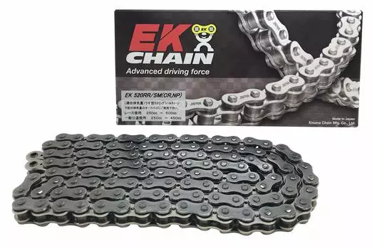 Цепь мотоцикла EK Silver 98L SKJ Press Clip SX Ring Seal 520RR/SM (Полусуставной) серебряный