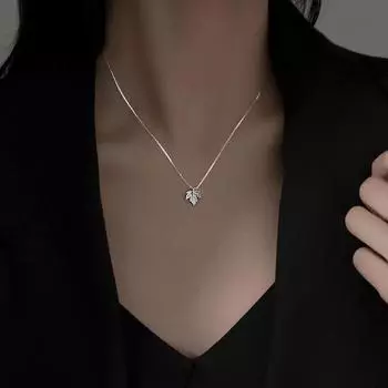 Цепочка из стерлингового серебра S925 с цепочкой на ключицу, женская свежая и минималистичная подвеска в виде листа, персонализированное художественное ожерелье с кленовым листом