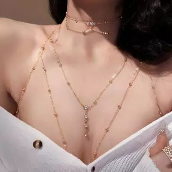 Цепочка на грудь, цепочка для тела, сексуальное ожерелье, женское легкое роскошное нишевое ожерелье Pure Desire Wind на ключице B