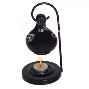 Ceramic Aroma Oil Diffuser Hanging Burner for Home Fragrance Decoration and Gifting, 4 x 8 Inch (Hanging - Black)