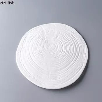 Ceramic Dinner Plate 9.5inch Flat Plate Restaurant Dessert Display Plate Steak Plates Western Food Plates Home Ceramic Tableware