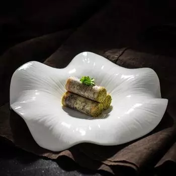 Ceramic Dinner Plate Flower Shaped Dessert Plate Snack Plate Salad Plates Pasta Plates Cooking Plates Home Solid Color Tableware