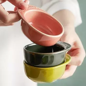 Ceramic Dry Dipping Dish Home Creative Sauce Dish Roasted Meat Seasoning Dish Soy Sauce Vinegar Small Plate