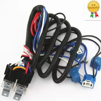 Ceramic H4 Headlight Relay Wiring Harness 4 Headlamp Bulbs Socket Fix Dim Light