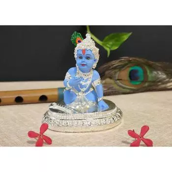 Ceramic Krishna Idol Standing Krishna Playing Basuri | Flute | Kanah JI Statue Hindu God Religious Idol Krishan Figurine for Pooja & Gifting