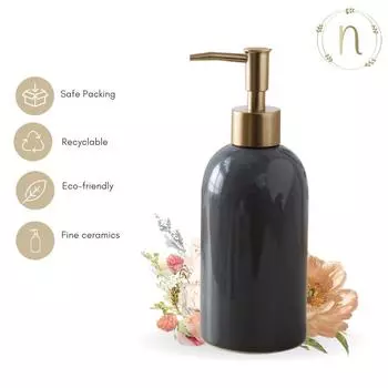 Ceramic Liquid Soap Dispenser for Bathroom (420 ml) - Handwash Dispneser Bottle with Pump for Kitchen - Soap Dispenser