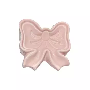 Ceramic Soap Dishes with Bow Design Elegant Bathroom Countertop Decor Non Slip Drainage Tray for Sink Kitchen Accessories розовый