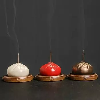 Ceramic Steamed Bun Style Incense Stick Burner Zen Incense Burner Creative Sandalwood Burner Beautiful Meaning Home Decor