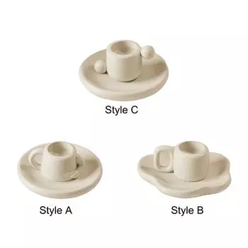 Ceramic Taper Candle Holder with Handle Nordic Styled Decorative Ornament for Fireplace Decor Lightweight Multifunctional