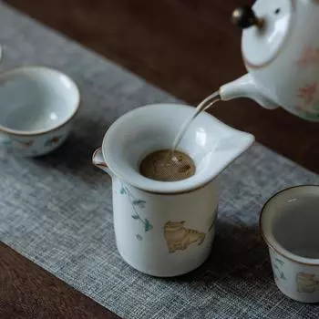 Керамические ситечки для чая, аксессуары для чайных фильтров ручной работы с милым котом Style B