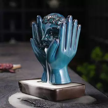 Ceramic Thinking Girl Backflow Incense Burner Home Decorative Statue Ornament for Meditation and Yoga Practice -No Incense