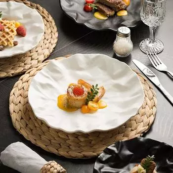 Ceramic Western Cuisine Plate Reusable Storage Dish Kitchen Organizer Steak Plate Snacks S