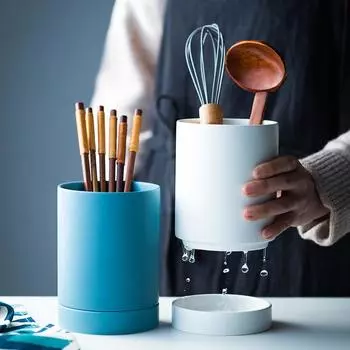 Ceramics Chopsticks Cage Multi-function Kitchen Cutlery Storage Rack Drain Rack for Kitchen Holder Save Space Organizer ZM1103 белый