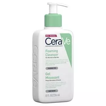CeraVe Foaming Cleanser для нормальной и жирной кожи Очищающая пенка, 1 упаковка, 236 мл
