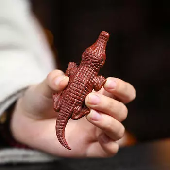 Церемония чайный орнамент фиолетовая глина домашнее животное настольная фигурка крокодила статуя для квартиры красный