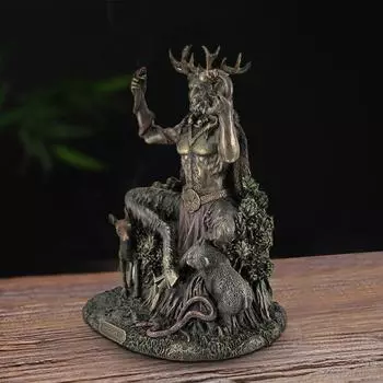 Cernunnos Рогатое животное Бог Скульптура Смола Пейзаж Подземный мир Статуэтка Статуя для дома и офиса Магазин Украшение