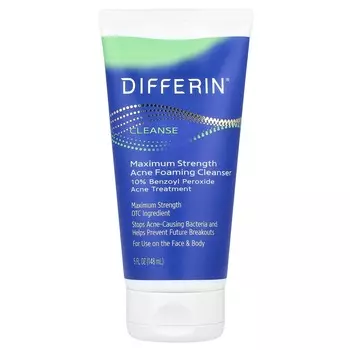 Cetaphil, Differin®, пенящееся очищающее средство максимальной силы от угревой сыпи, 5 жидких унций (148 мл)