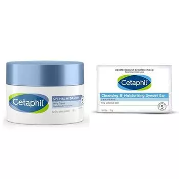 Cetaphil Optimal Hydration Daily Cream 50 г | Легкое увлажняющее средство и быстро впитывающееся, очищающее средство с ниацинамидом VVF India, 75 г