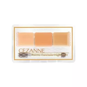 Cezanne Palette Concealer High Cover, 4,5 г, высокая адгезия, 3 цвета, двусторонняя кисть, бежевый