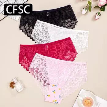 CFSC Женское нижнее белье большого размера, кружевные трусы со средней посадкой XL чёрный